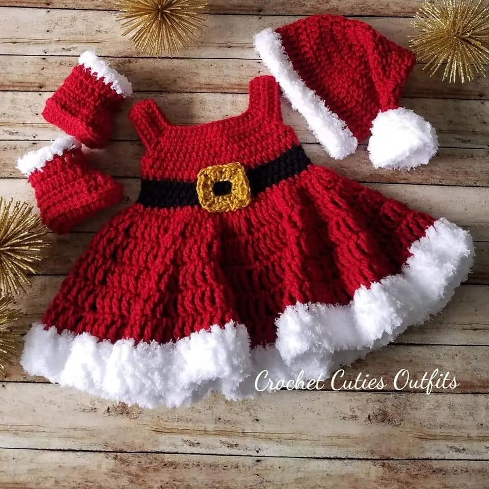 Red Christmas Crochet Baby Outfit , Crochet Newborn Outfit, Photo Prop – Cutie Outfits by Belle