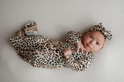 Leopard baby gown and headband