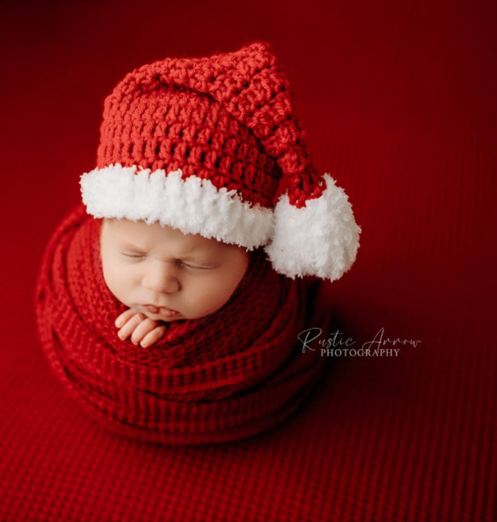 Christmas Baby Hat, Crochet Baby Hat, Newborn Santa Hat