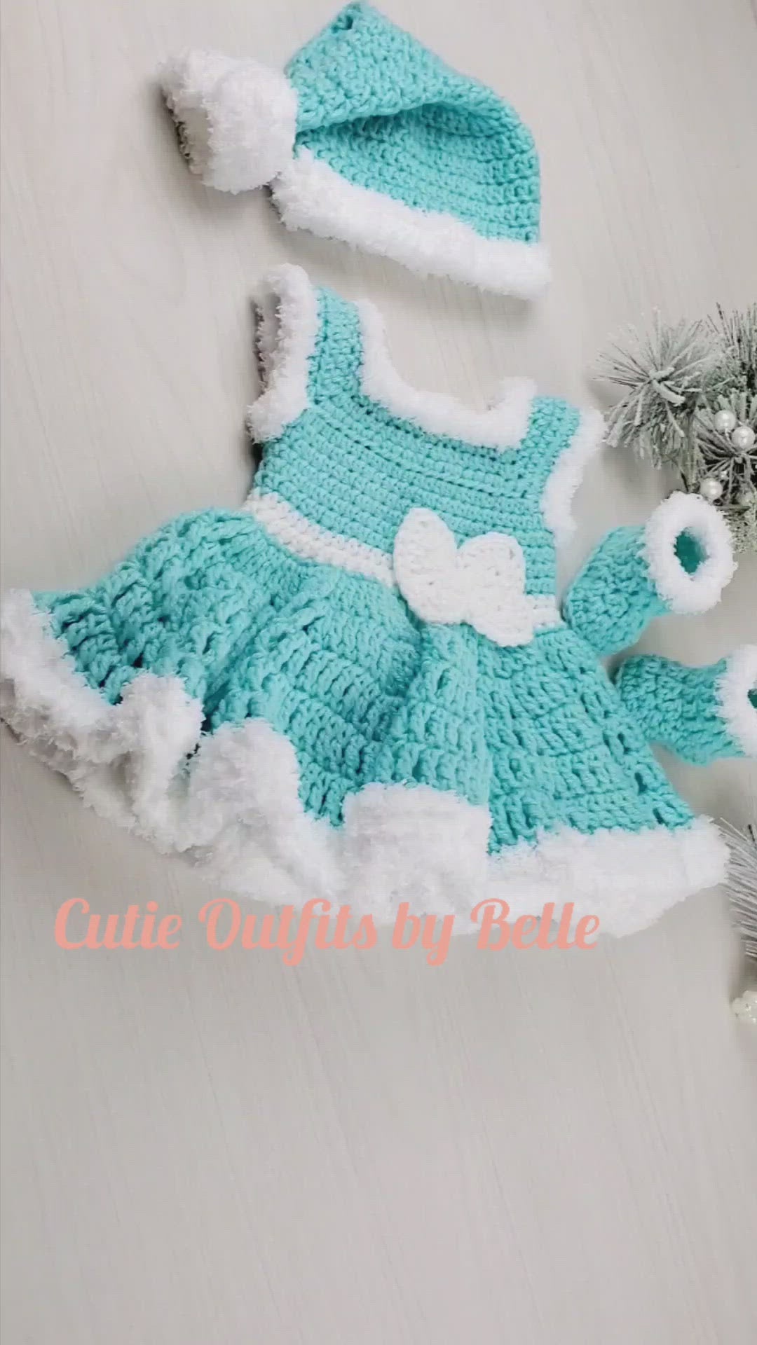 Aqua Crochet Baby Outfit, Crochet Newborn Outfit, Photo Prop Outfit, Infant Christmas