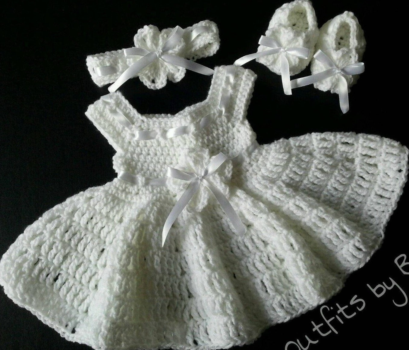 Christening Crochet White Baby Dress