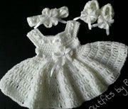Christening Crochet White Baby Dress