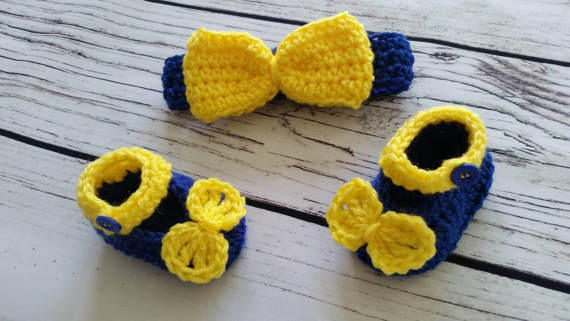 Crochet Baby Dress, Blue and Yellow Crochet Dress, Baby Girl Photo Props