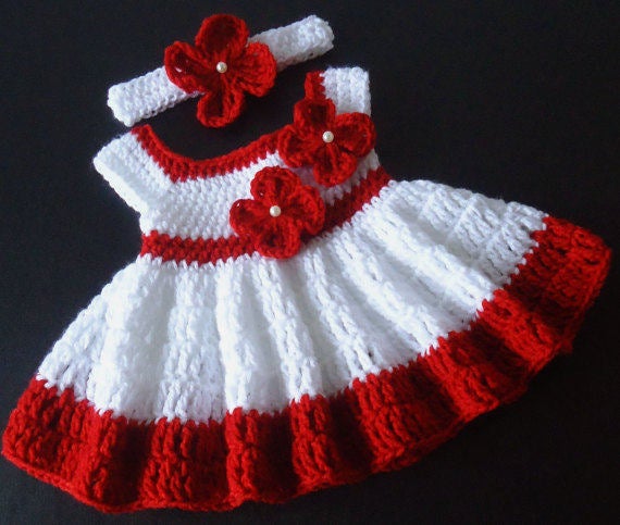 Crochet Baby Dress Outfit, Coming Home Outfit Vestido de Bebe Rojo Nina