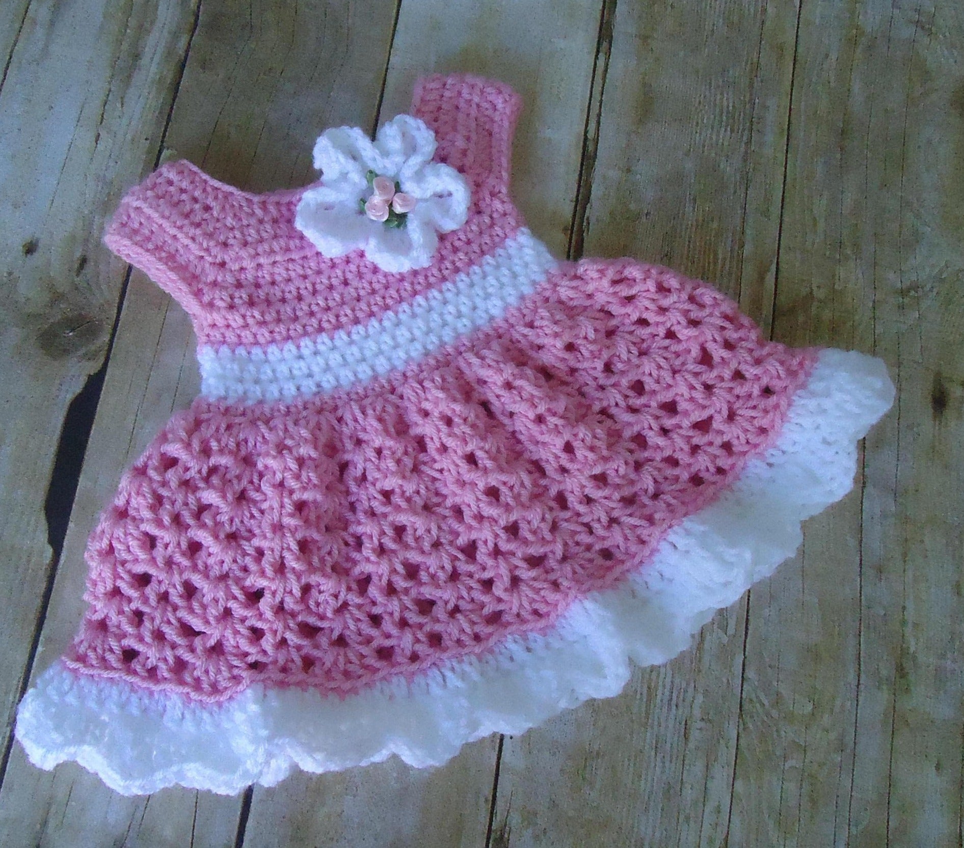 pink crochet baby girl dress