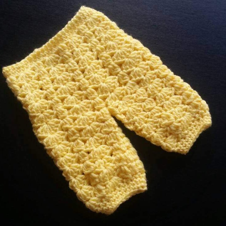 yellow crochet pants