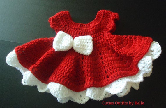 Crochet Baby Dress, Christmas Crochet Baby Dress, Take Home Baby Outfit