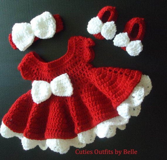 Red crochet baby dress
