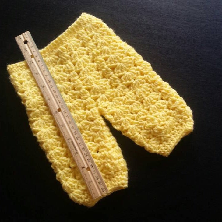 yellow crochet pants