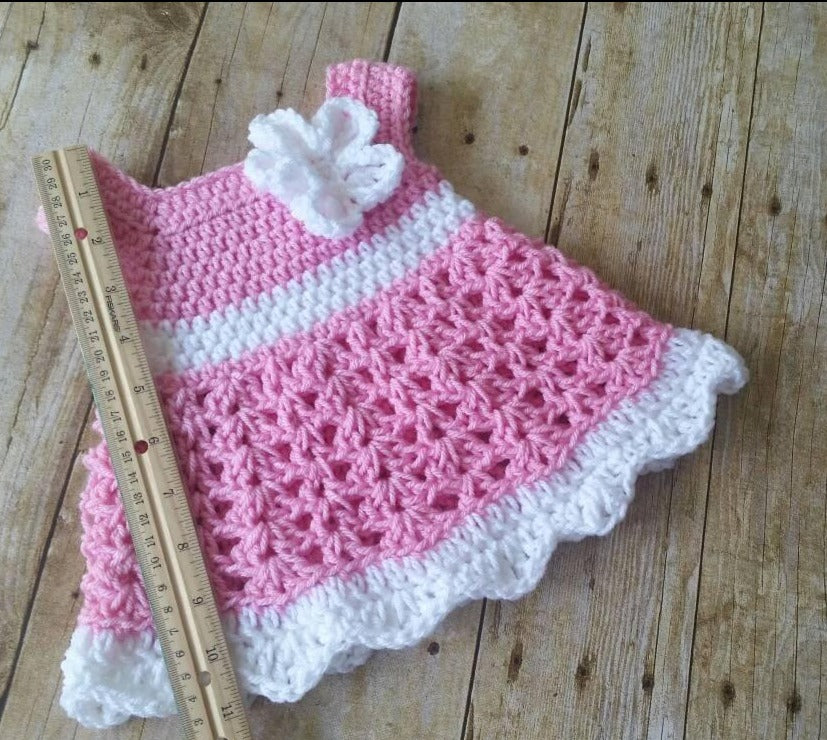 crochet pink dress