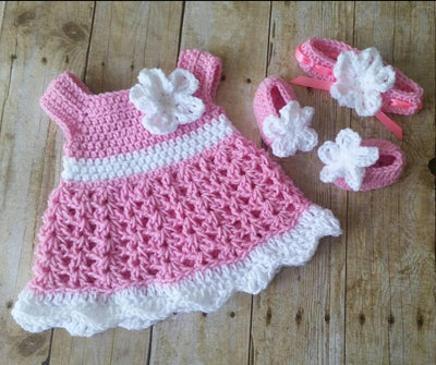 pink crochet baby set