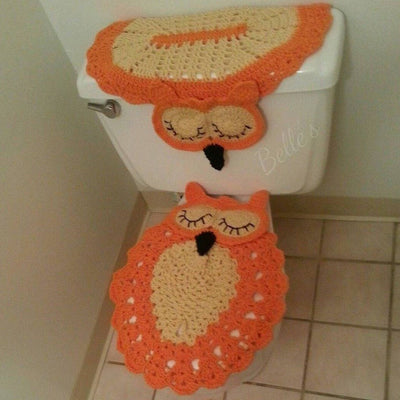 Orange crochet bathroom covers