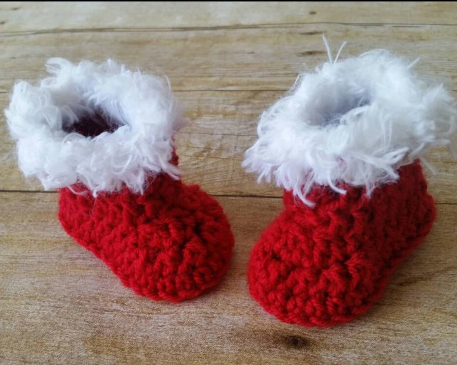 crochet baby christmas booties