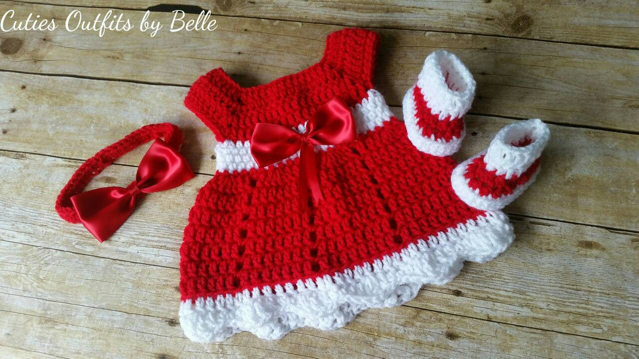 Red Baby Dress, Take Home Baby Outfit, Coming Home Dress, Infant Outfits, Crochet Newborn Outfit