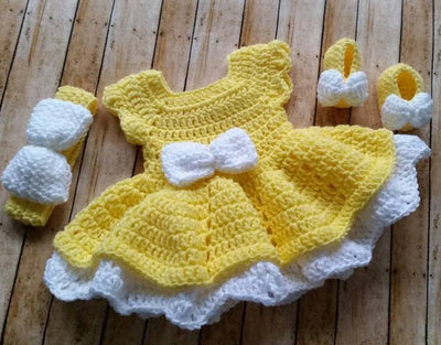Yellow Crochet Baby Dress, Take Home Baby Outfit, Coming Home Dress, Infant Outfits