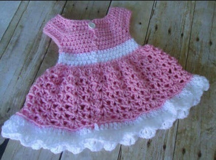 Pink Crochet Baby Dress Pattern, Almost Free Crochet Pattern, 0-3 Months Baby Dress Pattern, Baby Dress Pattern Only,  Pattern, Instant Download