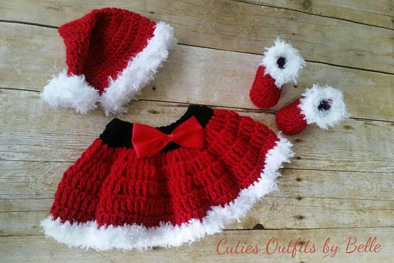 Crochet Baby Dress, Red Baby Dress, Handmade Baby Headband, Newborn Baby Outfit