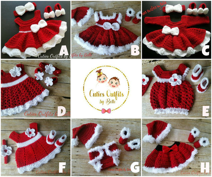 Crochet Baby Dress, Red Baby Dress, Handmade Baby Headband, Newborn Baby Outfit