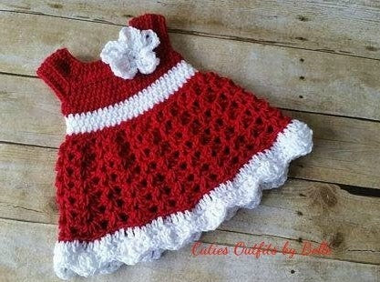 Red Crochet Baby Dress Pattern, Almost Free Crochet Pattern, 0-3 Months Crochet Pattern