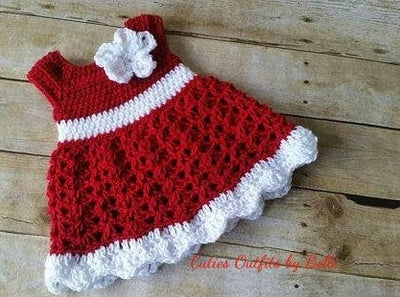Red Crochet Baby Dress Pattern, Almost Free Crochet Pattern, 0-3 Months Crochet Pattern