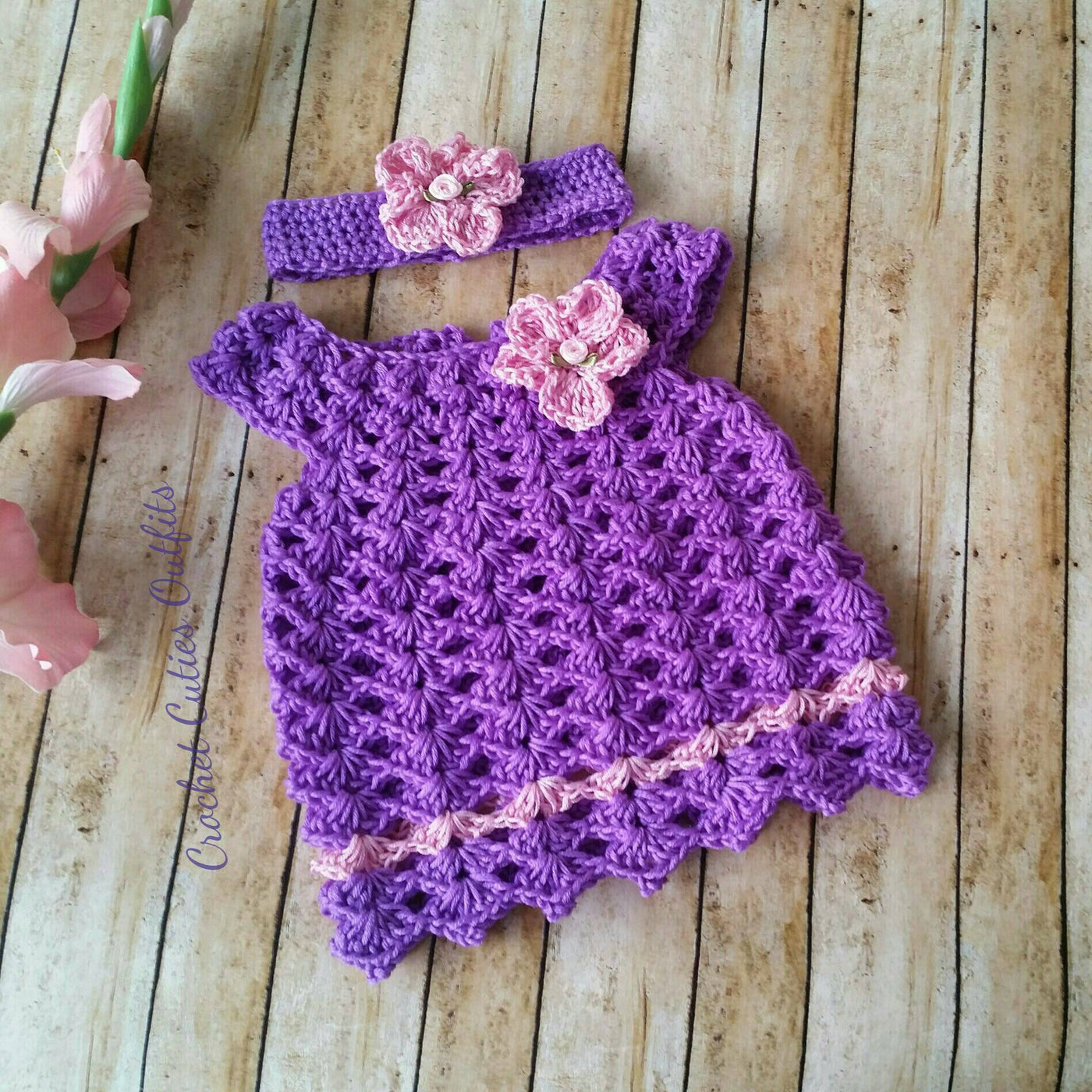 Crochet Baby Dress Pattern Newborn Outfit Baby Girl Clothes Crochet Baby Dress Digital Download Pattern PDF Pattern Purple Crochet Baby