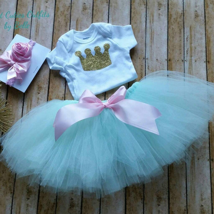 mint tutu first birthday outfit