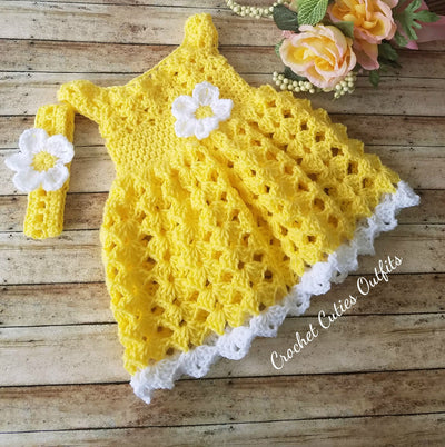 Yellow Crochet Baby Dress Pattern, Almost Free Crochet Pattern, 0-3 Months Baby Dress Pattern