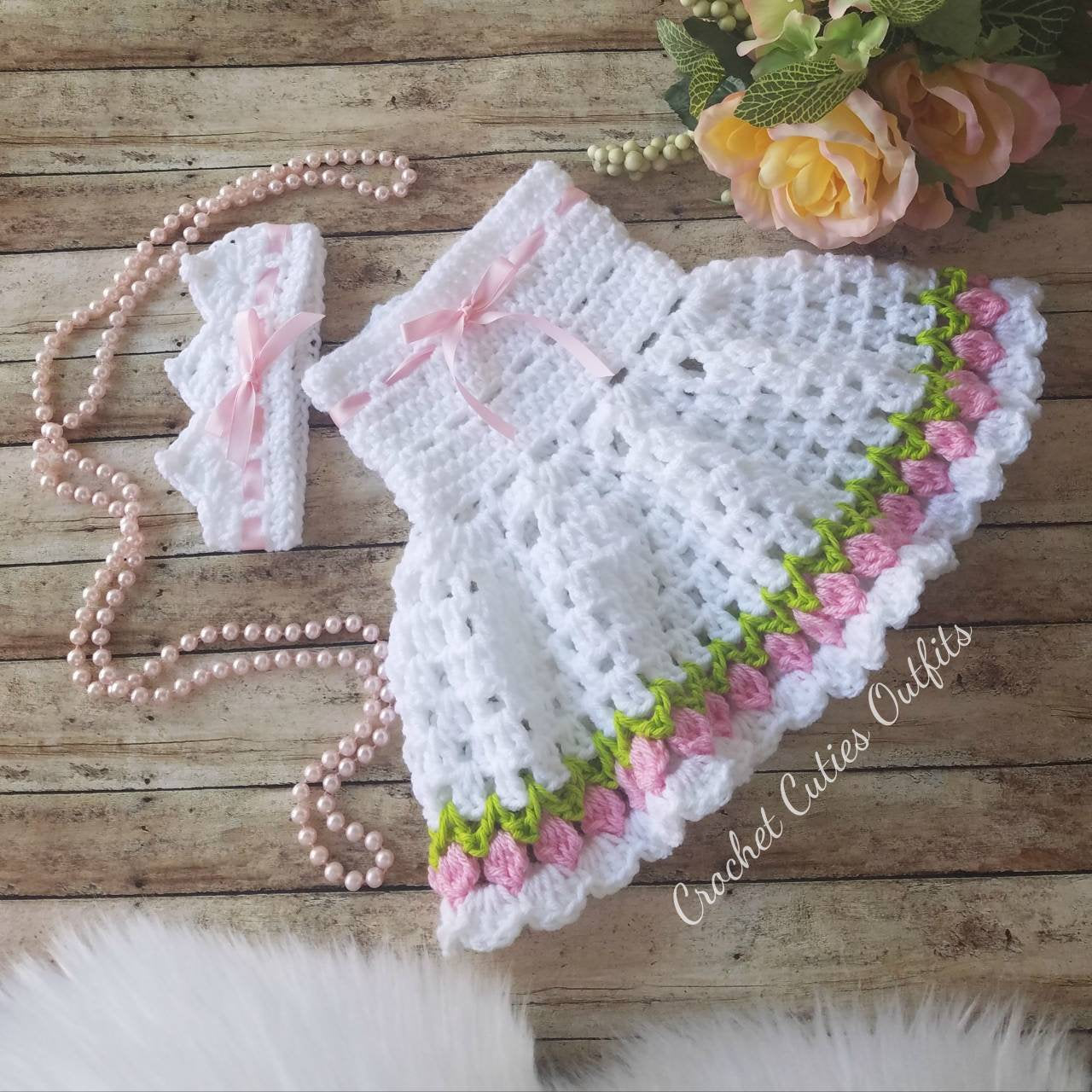 Lacy crochet baby dress pattern best sale