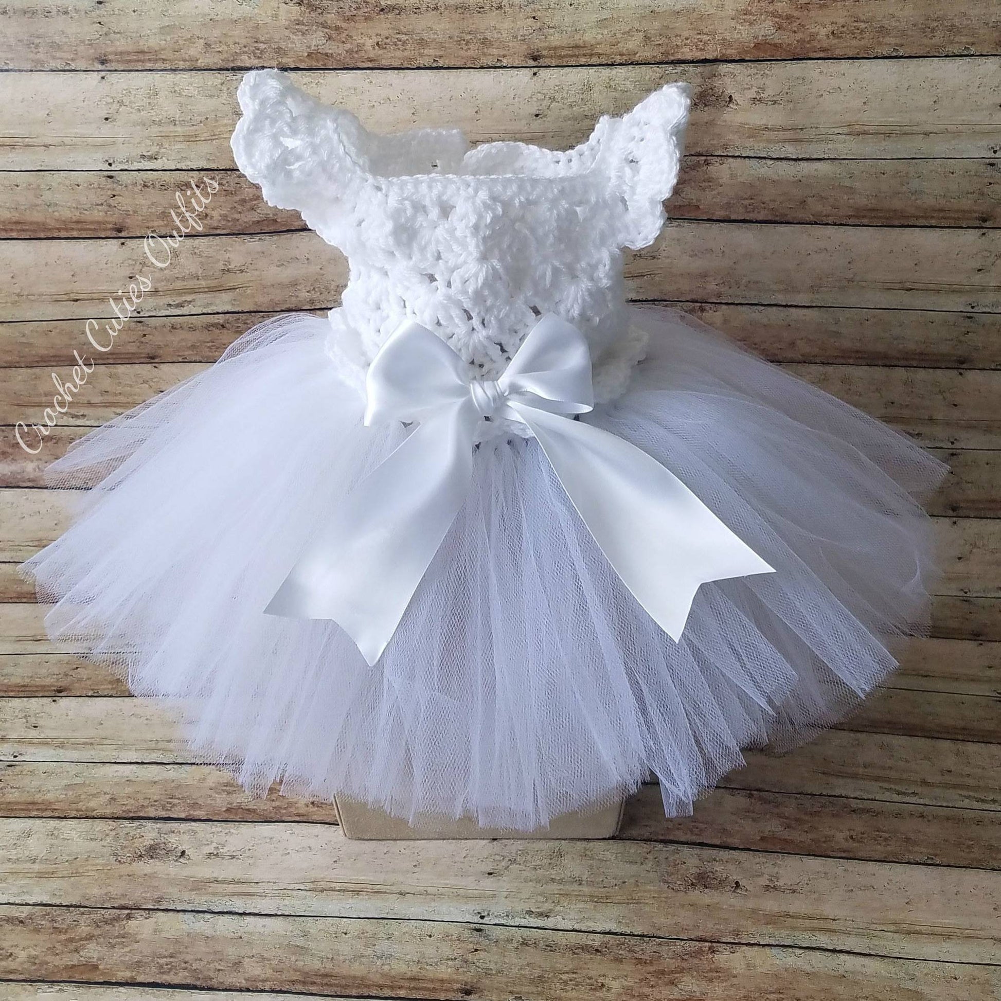 white tutu dress Yellow Baby Dress, Crochet Baby Dress, Newborn Tutu Outfit 0-3 Months
