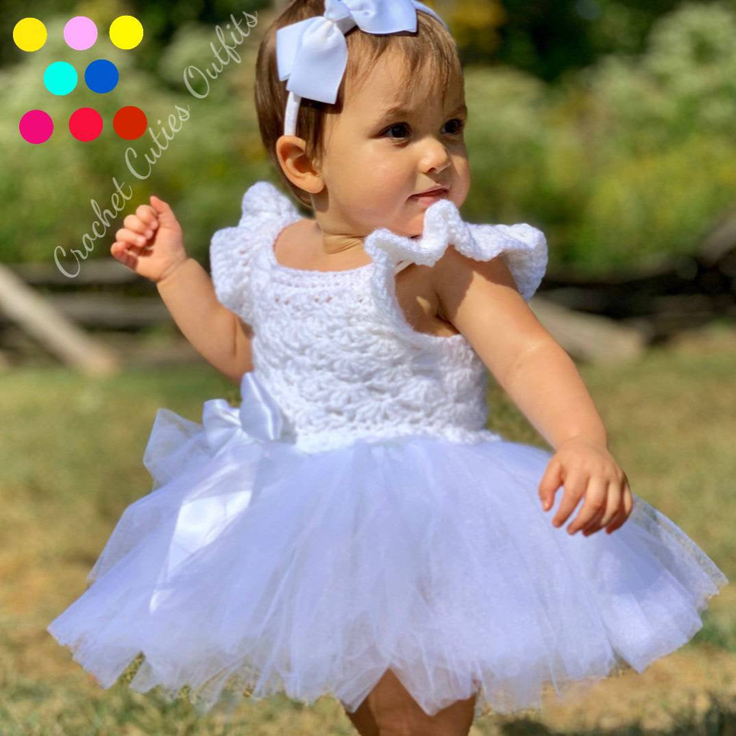 White tutu crochet dress