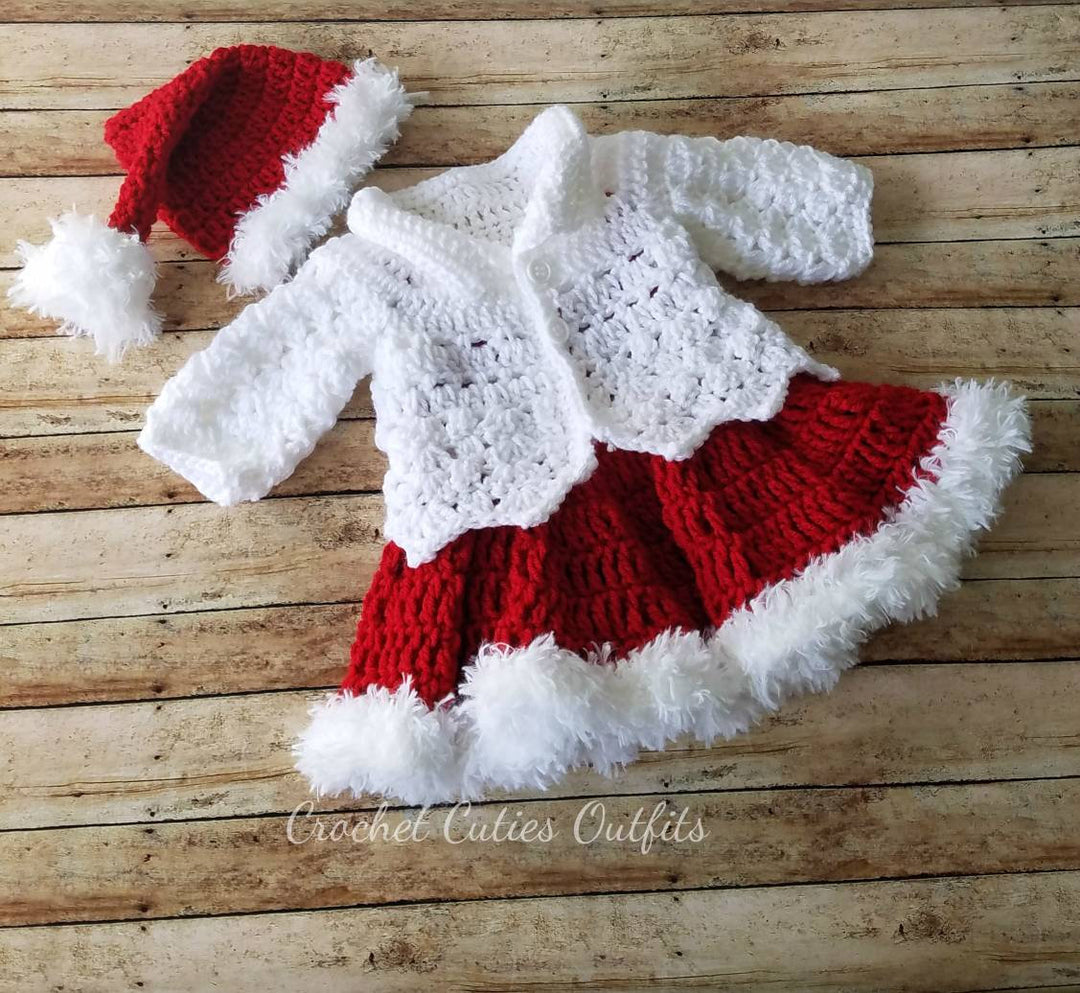 Crochet Knitted Santa Dress Crochet Baby Outfit, Take Home Baby