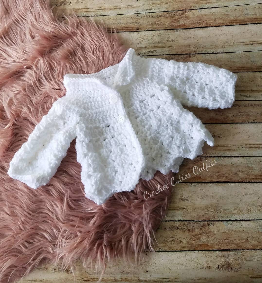 Crochet Baby Sweater and Hat, Newborn Baby Hat