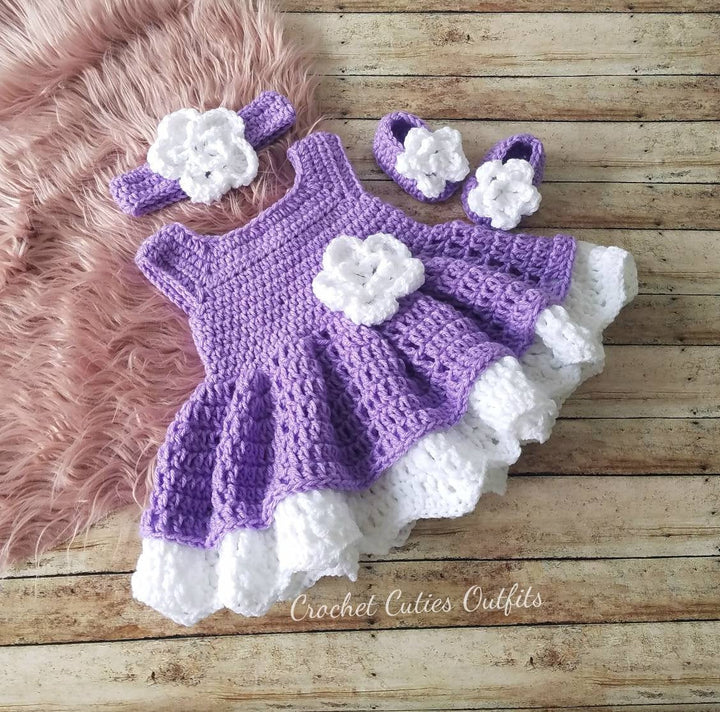 crochet lilac baby dress