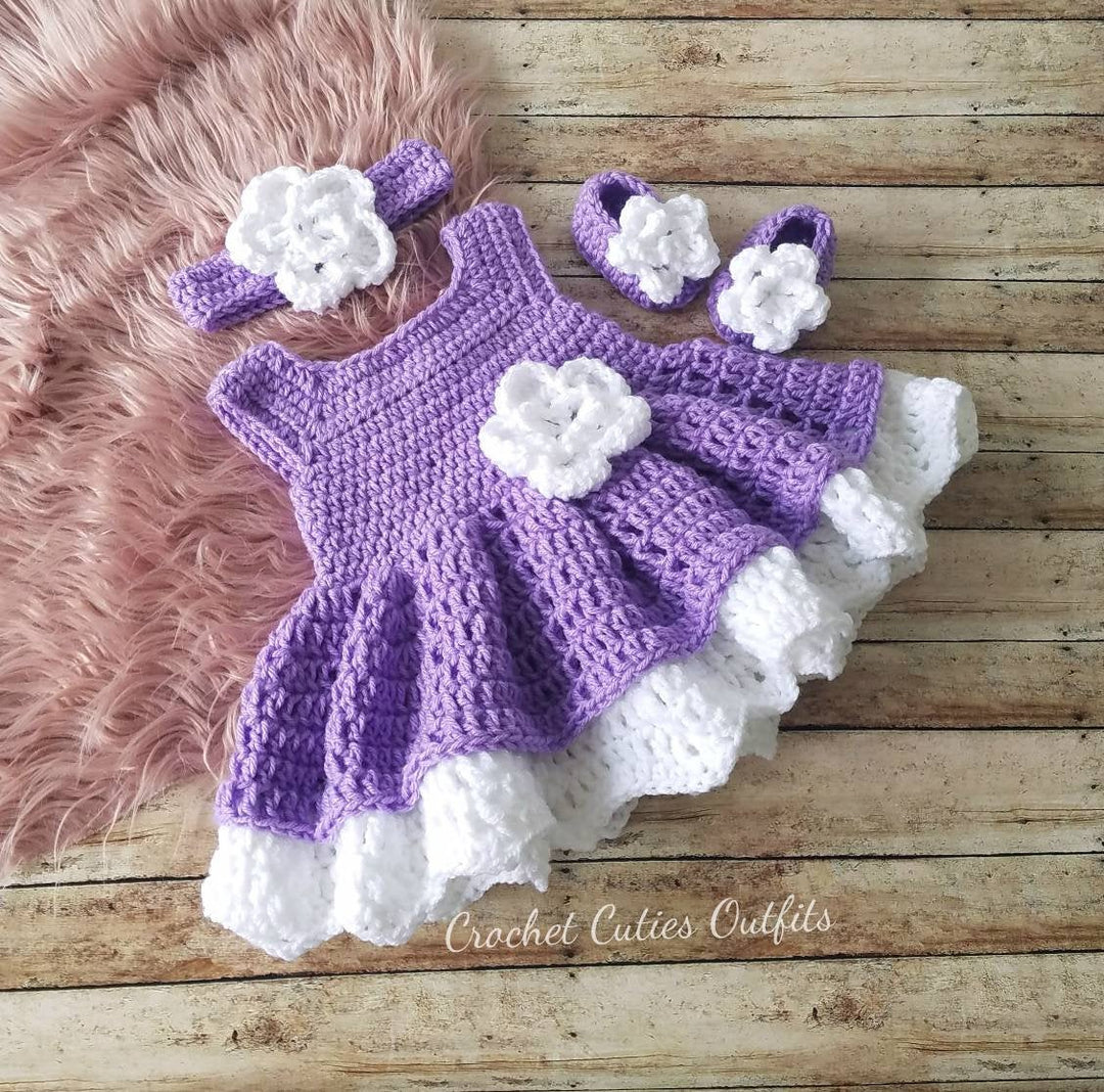 Lilac Crochet Baby Outfit, Take Home Baby Outfit, Coming Home Dress, Infant Outfits, Lilac