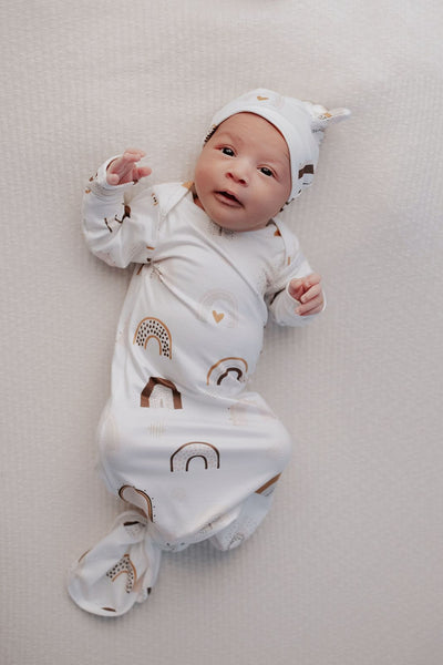 Newborn baby gown and hat
