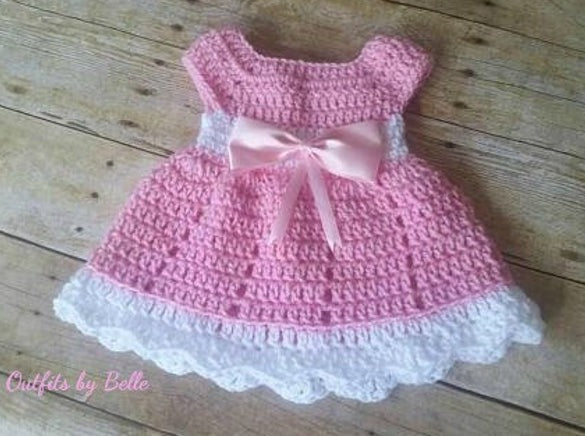 Newborn Crochet Pattern, Pink Crochet Baby Dress Pattern, PDF Instant Download